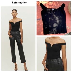 Reformation Crop Sweatheart Neck Top